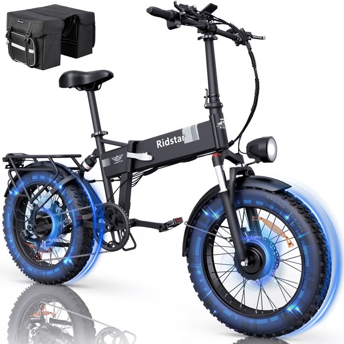 Vélo Électrique Pliable-20″pneus tout terrain-Moteur 2000W-Batterie Amovible 48V/23Ah-Autonomie 80-120km-Shimano 7 vitesses-Noir