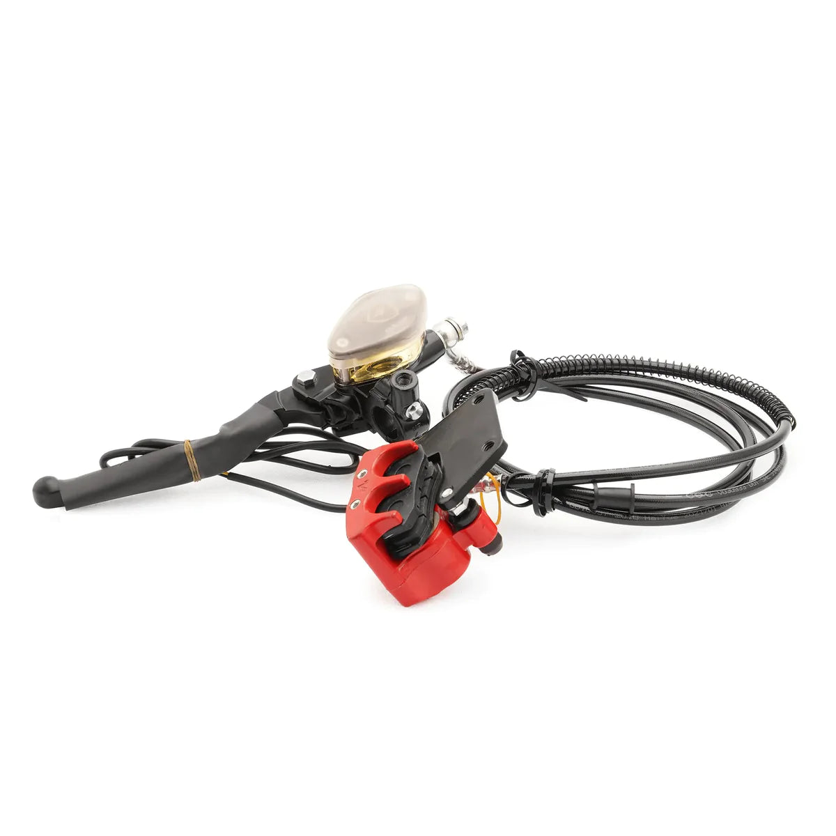 frein-etrier-rouge.jpg Système de freinage avant/arrière complet pour citycoco chopper M1/M2/M3/M8 – Image 1