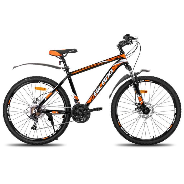 Hiland VTT multi-rayons,dérailleur Shimano 21 vitesses,cadre en aluminium,roues 27.5″,freins à disque pour-Orange