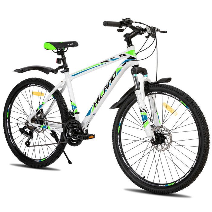 Hiland VTT multi-rayons,dérailleur Shimano 21 vitesses,cadre en aluminium,roues 27.5″,freins à disque pour-Blanc