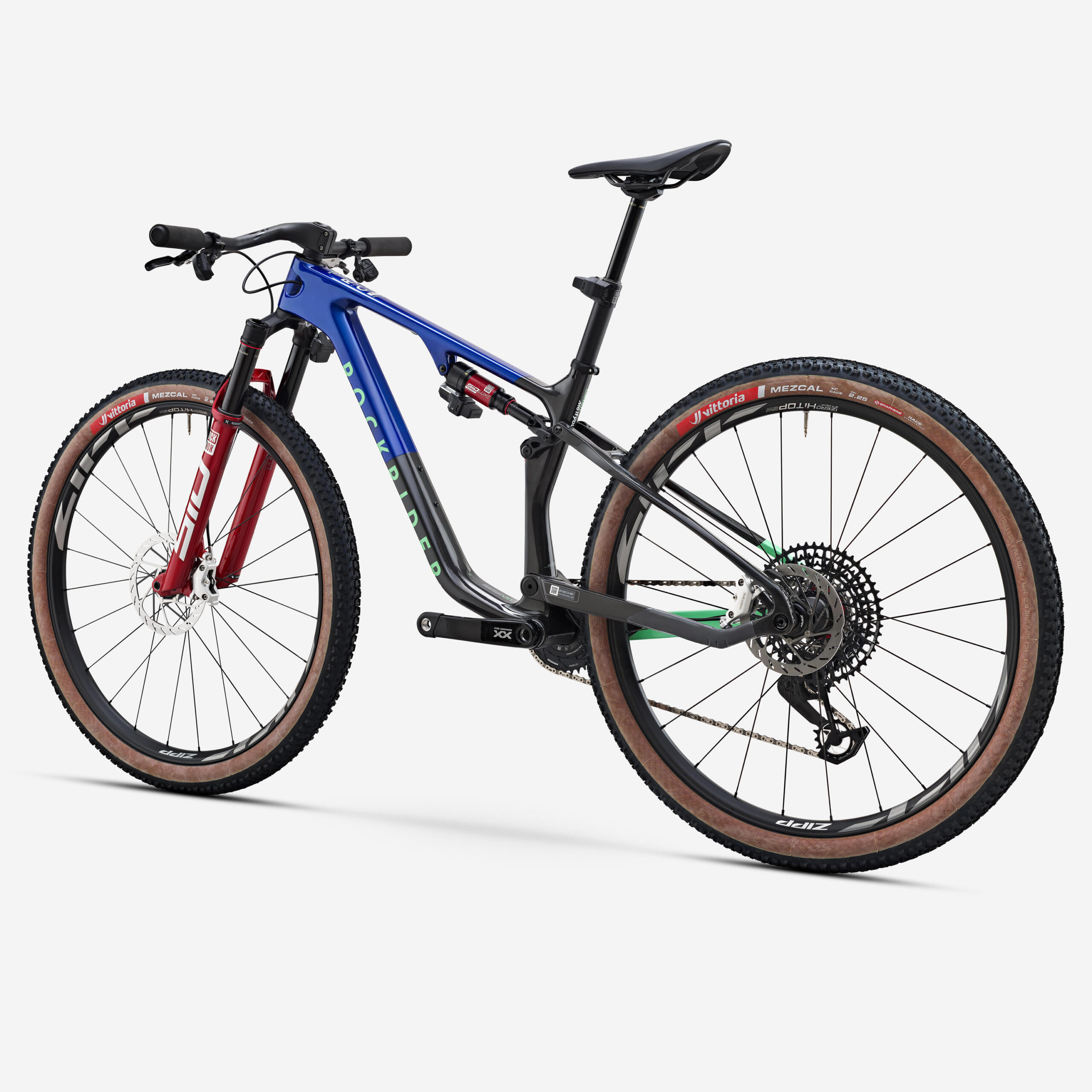 Vélo VTT tout-suspendu XC 29″ cadre carbone, RACE 940 S PRO TEAM bleu vert rouge
