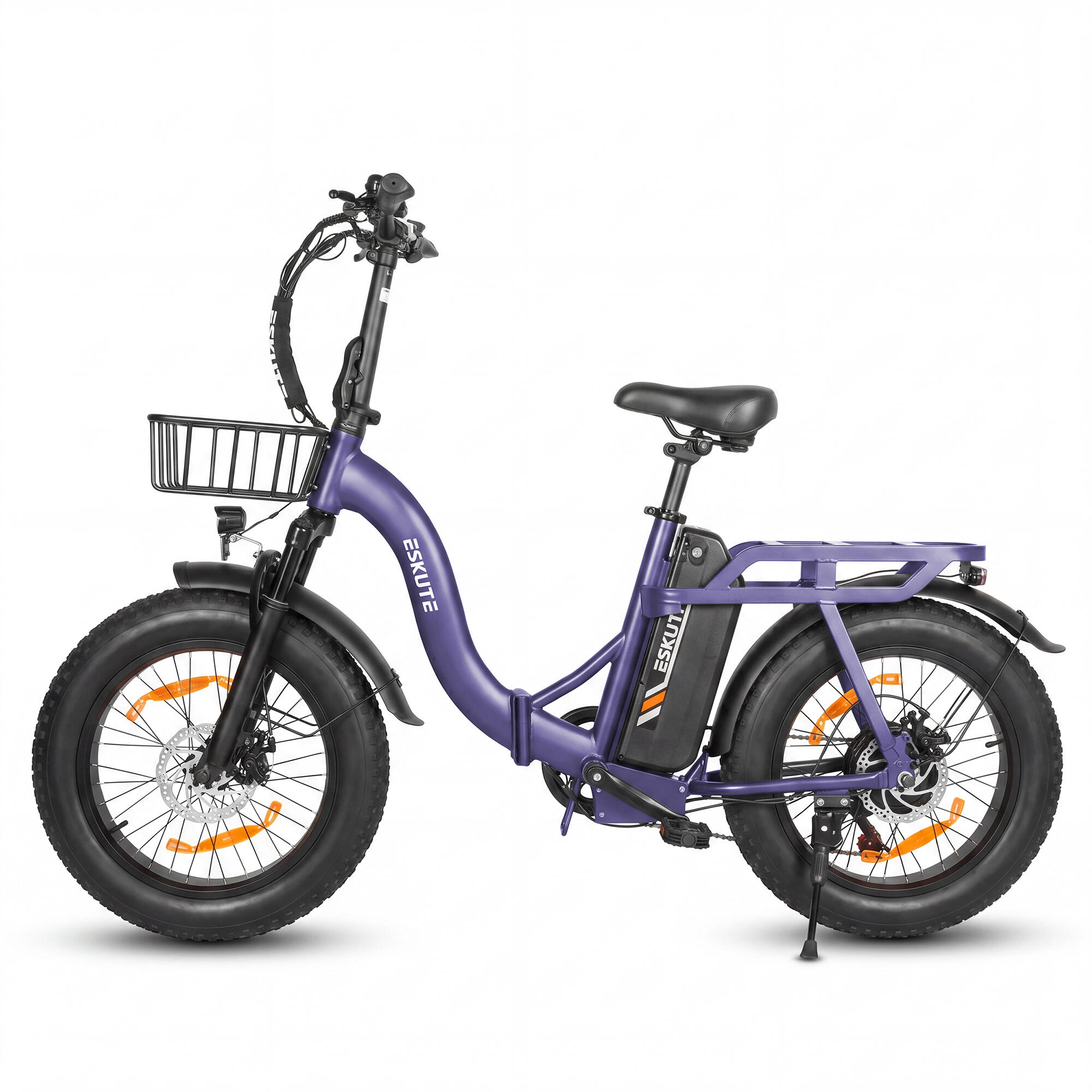 picture-3377.jpg Vélo électrique pliable ESKUTE D202 avec panier avant et batterie 48 V 20,8 Ah – Image 1