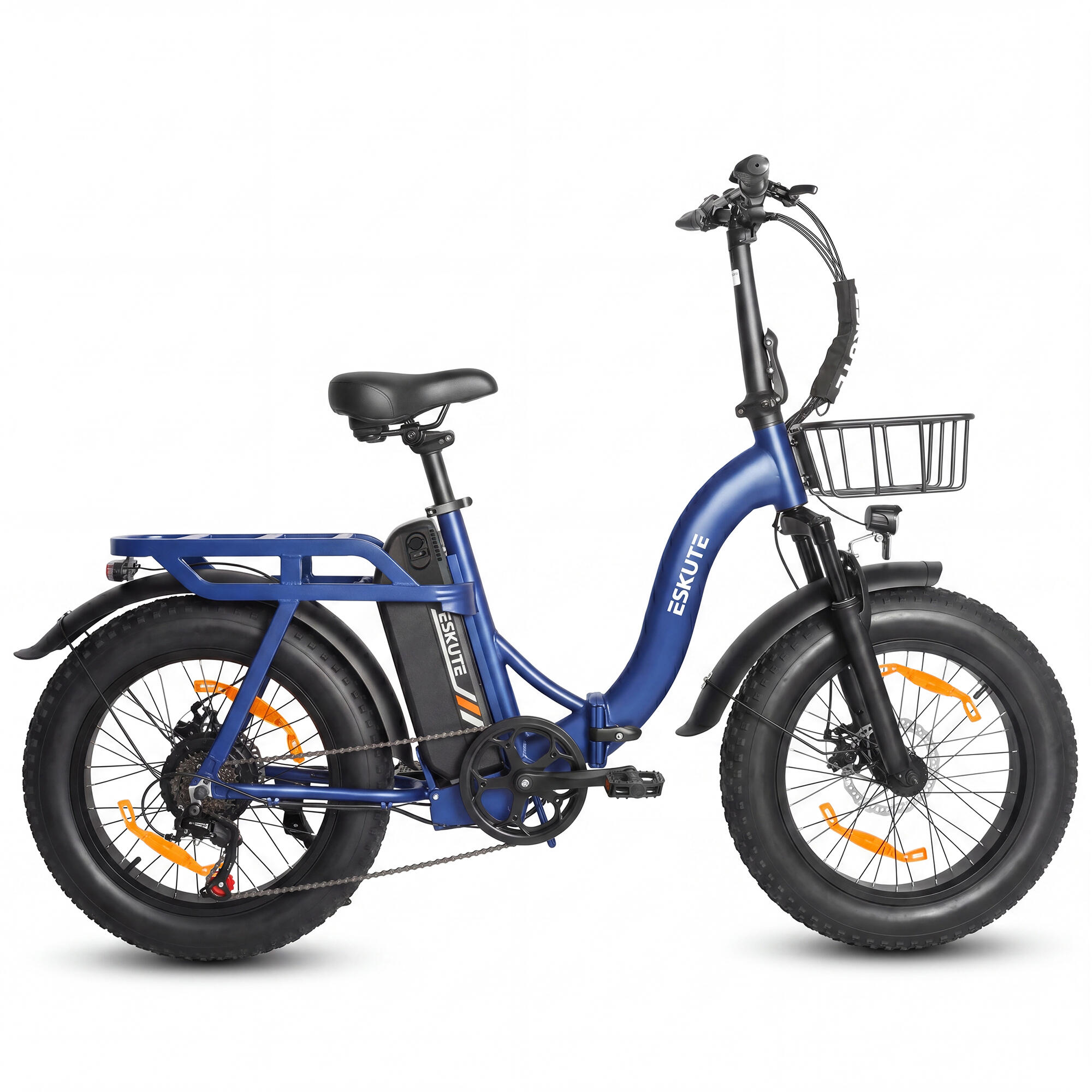 Vélo électrique pliant ESKUTE D202 avec panier avant et batterie 48 V 20,8 Ah