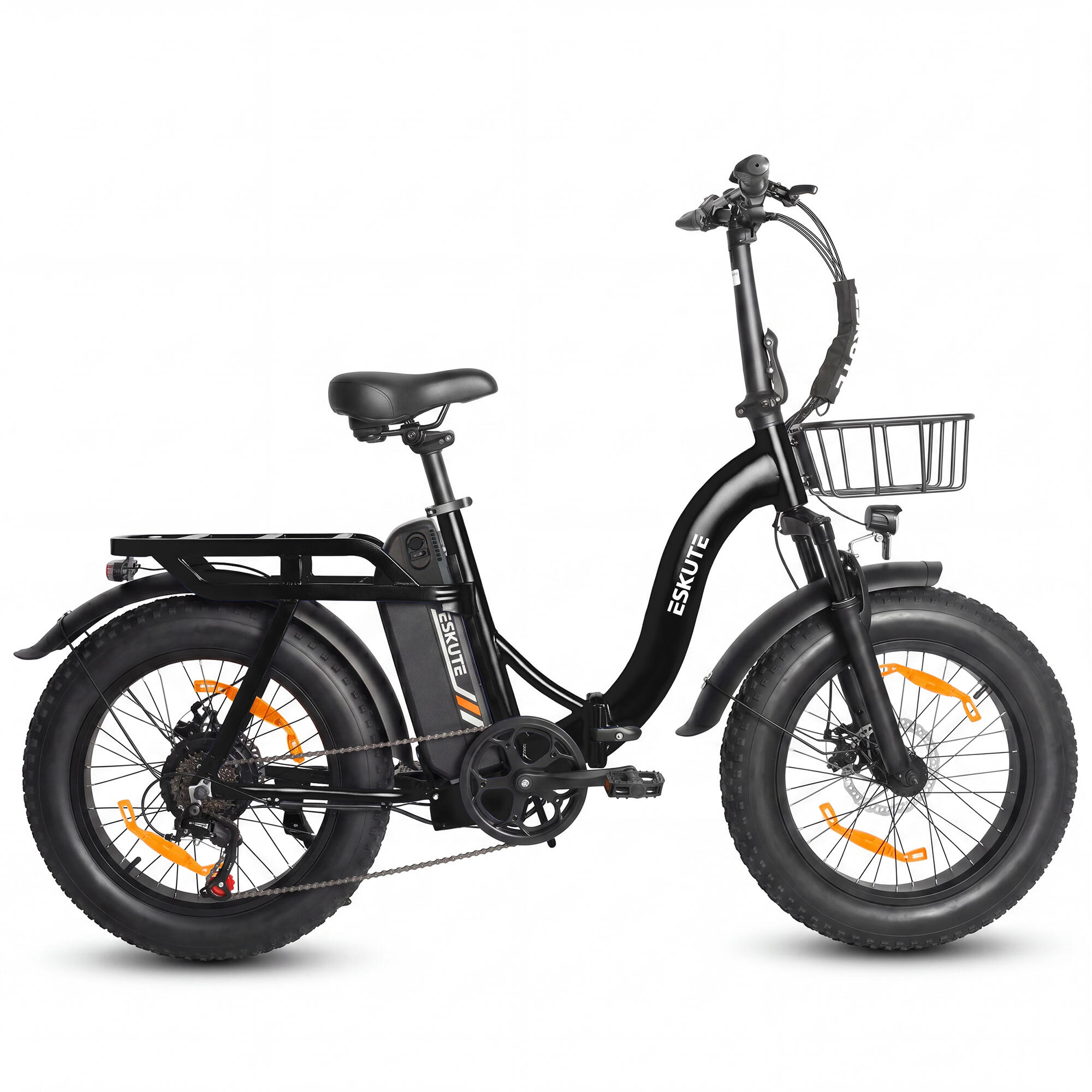 Vélo électrique pliant ESKUTE D202 avec panier avant et batterie 48 V 20,8 Ah