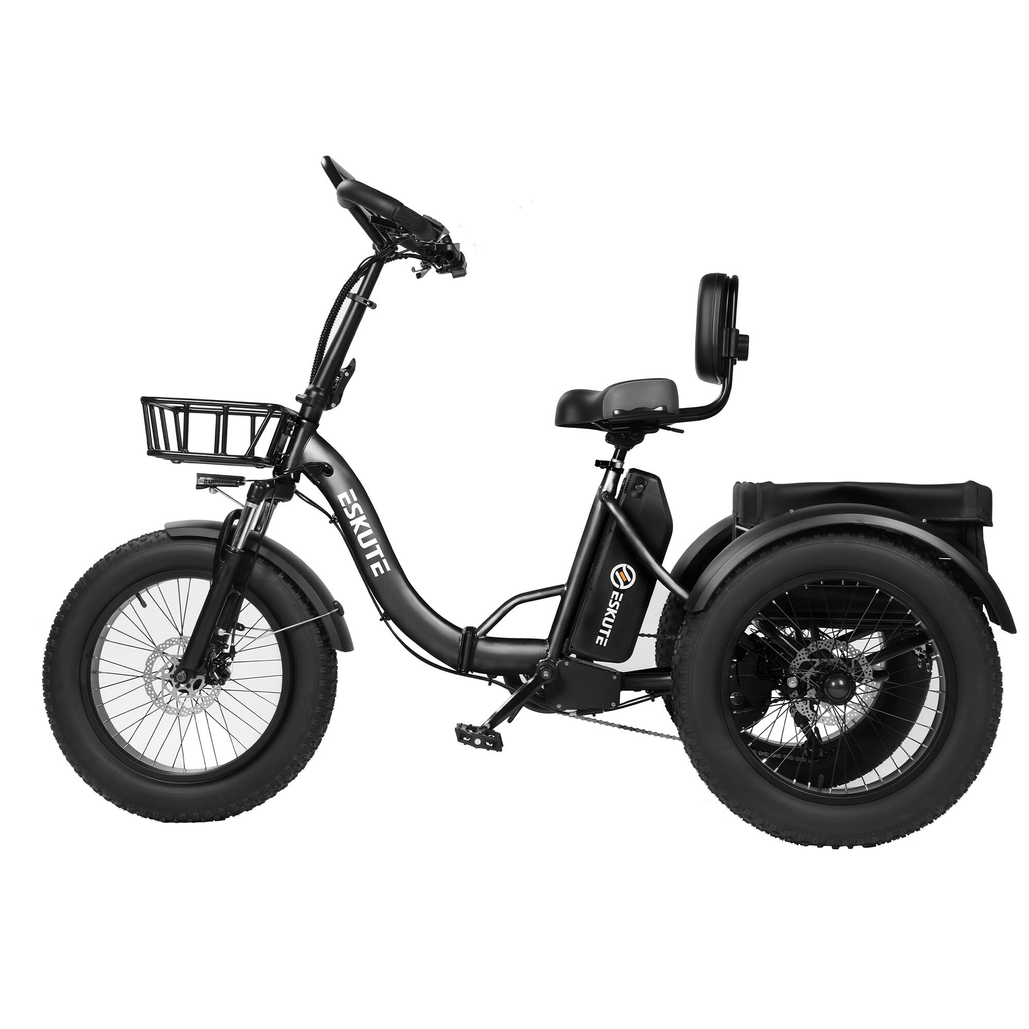 Vélo cargo électrique ESKUTE T302 PRO 20″ – Moteur 250 W – Batterie 48 V 20,8 Ah