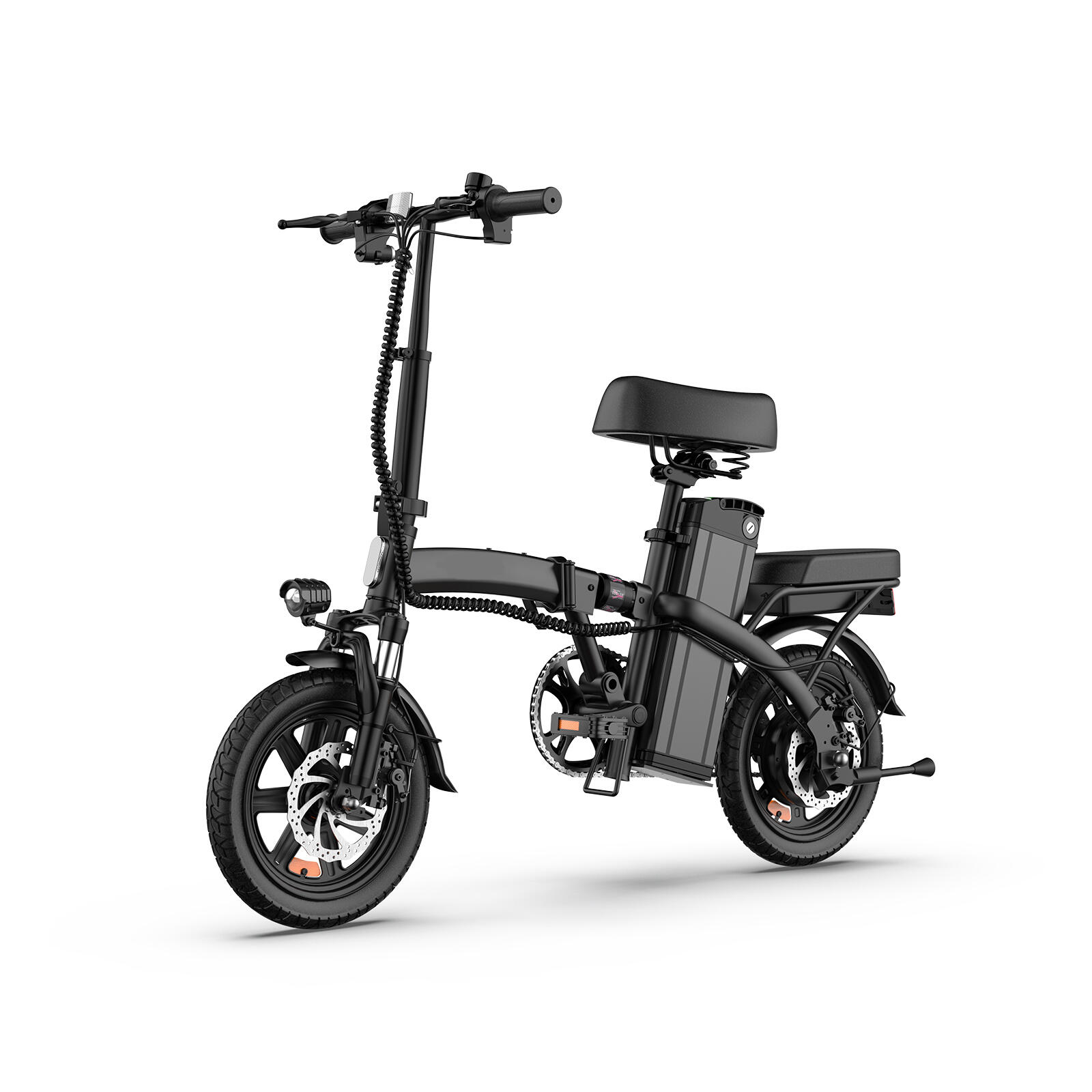 Vélo électrique portable URLIFE F1L à double suspension et pneus de 14 pouces